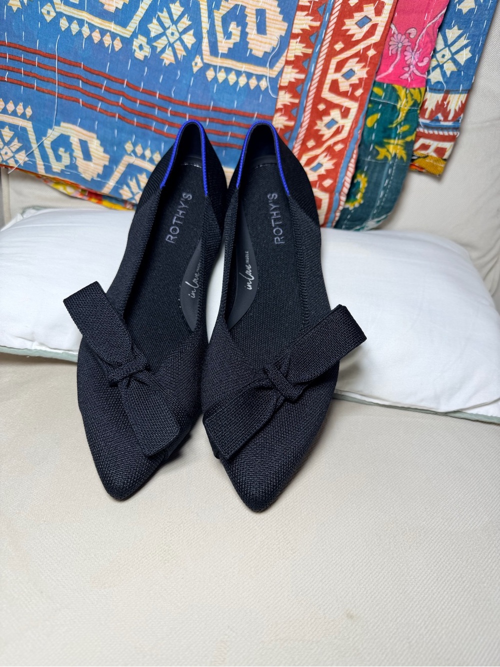 Rothy's The Bow Point II Pointed-Toe Flats with Bow Accent